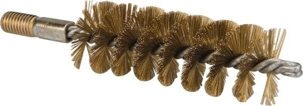 Value Collection - 1-1/2" Diam Helical Brass Tube Brush - 0.012" Filament Diam, 4-1/4" Brush Length, 7-1/2" OAL, 1/2-12 Male Shank - Americas Industrial Supply