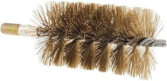Value Collection - 2-1/2" Diam Helical Brass Tube Brush - 0.014" Filament Diam, 4-1/4" Brush Length, 7-1/2" OAL, 1/2-12 Male Shank - Americas Industrial Supply