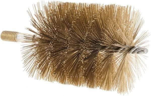 Value Collection - 3-1/2" Diam Helical Brass Tube Brush - 0.016" Filament Diam, 4-1/4" Brush Length, 7-1/2" OAL, 1/2-12 Male Shank - Americas Industrial Supply