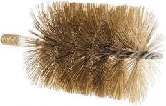 Value Collection - 3-1/2" Diam Helical Brass Tube Brush - 0.016" Filament Diam, 4-1/4" Brush Length, 7-1/2" OAL, 1/2-12 Male Shank - Americas Industrial Supply