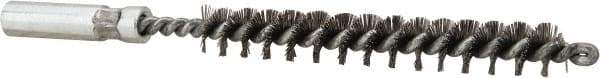 Value Collection - 5/16" Diam Helical Stainless Steel Tube Brush - 0.006" Filament Diam, 2-3/8" Brush Length, 4" OAL, 3/16-24 Female Shank - Americas Industrial Supply