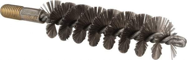 Value Collection - 1-1/4" Diam Helical Stainless Steel Tube Brush - 0.012" Filament Diam, 4-1/4" Brush Length, 7-1/2" OAL, 1/2-12 Male Shank - Americas Industrial Supply