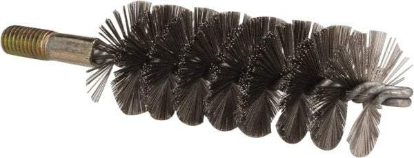 Value Collection - 1-3/4" Diam Helical Stainless Steel Tube Brush - 0.012" Filament Diam, 4-1/4" Brush Length, 7-1/2" OAL, 1/2-12 Male Shank - Americas Industrial Supply