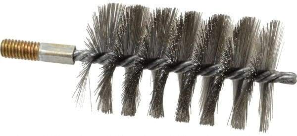 Value Collection - 2-3/4" Diam Helical Stainless Steel Tube Brush - 0.014" Filament Diam, 4-1/4" Brush Length, 7-1/2" OAL, 1/2-12 Male Shank - Americas Industrial Supply