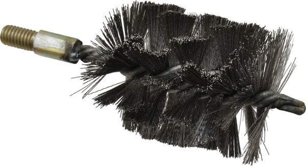 Value Collection - 3" Diam Helical Steel Tube Brush - Single Spiral, 0.016" Filament Diam, 4" Brush Length, 7" OAL, 1/2-12 Male Shank - Americas Industrial Supply