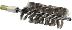 Value Collection - 2" Diam Helical Stainless Steel Tube Brush - Single Spiral, 0.012" Filament Diam, 4" Brush Length, 7" OAL, 1/2-12 Male Shank - Americas Industrial Supply