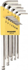 Bondhus - 13 Piece L-Key Ball End Hex Key Set - Hex Range 0.05 to 3/8", 7" OAL, Protanium High Torque Steel - Americas Industrial Supply