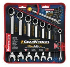 GearWrench - 8 Piece, 5/16" to 3/4", Ratcheting Combination Wrench Set - Inch Measurement Standard, Chrome Finish, Comes in Tray - Americas Industrial Supply