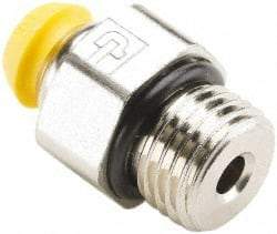 Parker - 10mm Outside Diam, 1/2-14 BSPP, Nickel Plated Brass Push-to-Connect Tube Male Connector - 300 Max psi, Tube to Male BSPP Connection, Nitrile O-Ring - Americas Industrial Supply