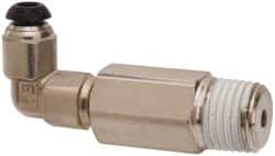 Parker - 6mm Outside Diam, 1/8-28 BSPT, Nickel Plated Brass Push-to-Connect Tube Male Elbow Long - 300 Max psi, Tube to Male Connection - Americas Industrial Supply