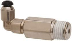 Parker - 6mm Outside Diam, 1/8-28 BSPT, Nickel Plated Brass Push-to-Connect Tube Male Elbow Long - 300 Max psi, Tube to Male Connection - Americas Industrial Supply