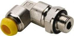 Parker - 14mm Outside Diam, 1/2-14 BSPP, Nickel Plated Brass Push-to-Connect Tube Male Elbow - 300 Max psi, Tube to Male BSPP Connection - Americas Industrial Supply
