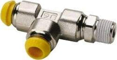 Parker - 6mm Outside Diam, 1/8-28 BSPT, Nickel Plated Brass Push-to-Connect Tube Male Run Tee - 300 Max psi, Tube to Male Connection - Americas Industrial Supply