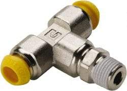 Parker - 4mm Outside Diam, 1/8-28 BSPT, Nickel Plated Brass Push-to-Connect Tube Male Branch Tee - 300 Max psi, Tube to Male Connection - Americas Industrial Supply