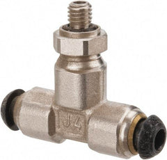 Parker - 4mm Outside Diam, M5x0.8 Metric, Nickel Plated Brass Push-to-Connect Tube Male Branch Tee - 300 Max psi, Tube to Metric Thread Connection - Americas Industrial Supply