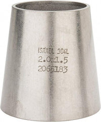 VNE - 2 x 1-1/2", Unpolished Style, Sanitary Stainless Steel Pipe Concentric Reducer - Butt Weld x Butt Weld Connection, Grade 304 - Americas Industrial Supply