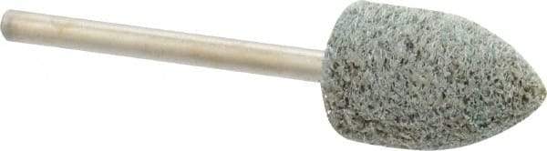 Grier Abrasives - 1/2" Head Diam x 3/4" Thickness, B42, Pointed End, Aluminum Oxide Mounted Point - Green-Gray, Fine Grade, 33,750 RPM - Americas Industrial Supply