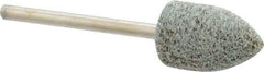 Grier Abrasives - 1/2" Head Diam x 3/4" Thickness, B42, Pointed End, Aluminum Oxide Mounted Point - Green-Gray, Fine Grade, 33,750 RPM - Americas Industrial Supply