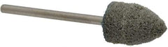 Grier Abrasives - 1/2" Head Diam x 3/4" Thickness, B42, Pointed End, Aluminum Oxide Mounted Point - Green-Gray, Medium Grade, 33,750 RPM - Americas Industrial Supply