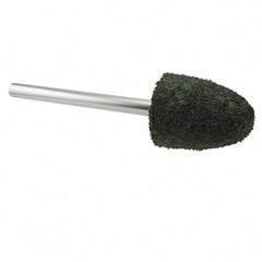 Grier Abrasives - 3/8" Head Diam x 3/4" Thickness, B52, Pointed End, Aluminum Oxide Mounted Point - Green-Gray, Coarse Grade, 45,370 RPM - Americas Industrial Supply