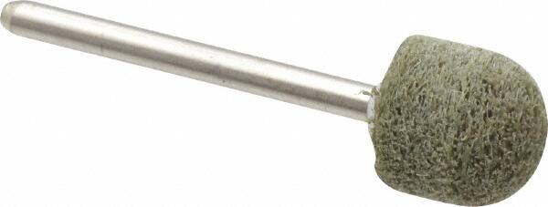 Grier Abrasives - 1/2" Head Diam x 1/2" Thickness, B90, Ball Nose End, Aluminum Oxide Mounted Point - Green-Gray, Fine Grade, 34,500 RPM - Americas Industrial Supply