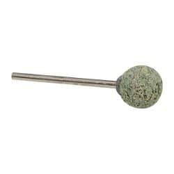 Grier Abrasives - 1/2" Head Diam x 1/2" Thickness, B121, Ball End, Aluminum Oxide Mounted Point - Green-Gray, Coarse Grade, 25,000 RPM - Americas Industrial Supply