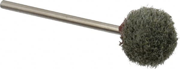 Grier Abrasives - 1/2" Head Diam x 1/2" Thickness, B121, Ball End, Silicon Carbide Mounted Point - Green-Gray, Fine Grade, 25,000 RPM - Americas Industrial Supply