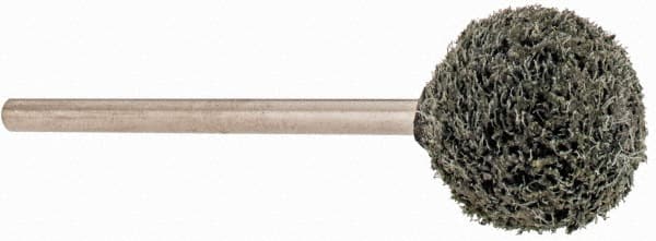 Grier Abrasives - 1/2" Head Diam x 1/2" Thickness, B121, Ball End, Silicon Carbide Mounted Point - Green-Gray, Fine Grade, 25,000 RPM - Americas Industrial Supply