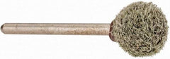 Grier Abrasives - 1/2" Head Diam x 1/2" Thickness, B121, Ball End, Aluminum Oxide Mounted Point - Green-Gray, Medium Grade, 45,370 RPM - Americas Industrial Supply