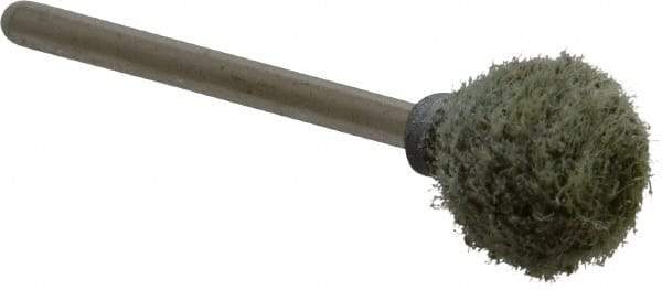 Grier Abrasives - 1/2" Head Diam x 1/2" Thickness, B121, Ball End, Aluminum Oxide Mounted Point - Green-Gray, Coarse Grade, 45,370 RPM - Americas Industrial Supply
