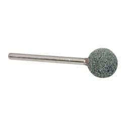 Grier Abrasives - 1/2" Head Diam x 1/2" Thickness, B121, Ball End, Silicon Carbide Mounted Point - Green-Gray, Fine Grade, 45,370 RPM - Americas Industrial Supply