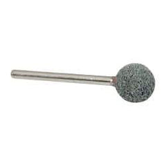 Grier Abrasives - 1/2" Head Diam x 1/2" Thickness, B121, Ball End, Silicon Carbide Mounted Point - Green-Gray, Fine Grade, 45,370 RPM - Americas Industrial Supply