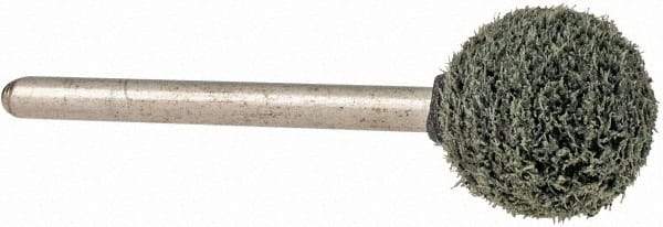 Grier Abrasives - 1/2" Head Diam x 1/2" Thickness, B121, Ball End, Silicon Carbide Mounted Point - Green-Gray, Fine Grade, 45,370 RPM - Americas Industrial Supply