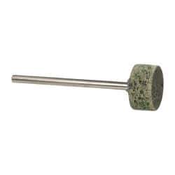 Grier Abrasives - 1/2" Head Diam x 1/4" Thickness, W183, Cylinder End, Aluminum Oxide Mounted Point - Green-Gray, Coarse Grade, 40,000 RPM - Americas Industrial Supply