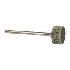 Grier Abrasives - 1/2" Head Diam x 1/4" Thickness, W183, Cylinder End, Aluminum Oxide Mounted Point - Green-Gray, Coarse Grade, 40,000 RPM - Americas Industrial Supply