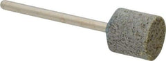 Grier Abrasives - 1/2" Head Diam x 1/2" Thickness, W185, Cylinder End, Aluminum Oxide Mounted Point - Green-Gray, Medium Grade, 34,500 RPM - Americas Industrial Supply