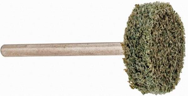 Grier Abrasives - 3/4" Head Diam x 1/4" Thickness, W201, Cylinder End, Aluminum Oxide Mounted Point - Green-Gray, Fine Grade, 38,250 RPM - Americas Industrial Supply