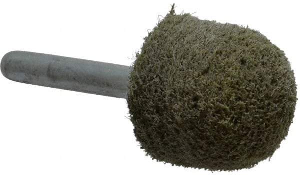 Grier Abrasives - 1" Head Diam x 1" Thickness, A21, Ball Nose End, Aluminum Oxide Mounted Point - Green-Gray, Fine Grade, 34,500 RPM - Americas Industrial Supply
