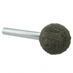 Grier Abrasives - 1" Head Diam x 1" Thickness, A25, Ball End, Aluminum Oxide Mounted Point - Green-Gray, Fine Grade, 35,620 RPM - Americas Industrial Supply
