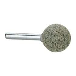 Grier Abrasives - 1" Head Diam x 1" Thickness, A25, Ball End, Aluminum Oxide Mounted Point - Green-Gray, Coarse Grade, 35,620 RPM - Americas Industrial Supply