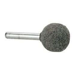 Grier Abrasives - 1" Head Diam x 1" Thickness, A25, Ball End, Silicon Carbide Mounted Point - Green-Gray, Fine Grade, 35,620 RPM - Americas Industrial Supply