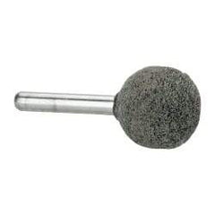 Grier Abrasives - 1" Head Diam x 1" Thickness, A25, Ball End, Silicon Carbide Mounted Point - Green-Gray, Fine Grade, 35,620 RPM - Americas Industrial Supply