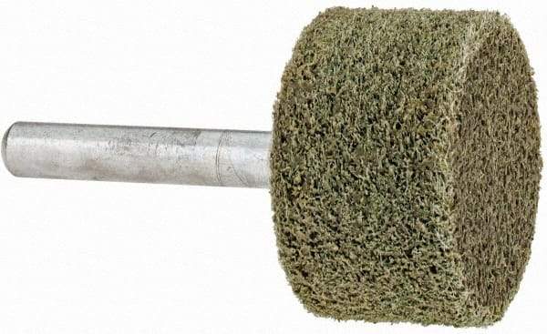 Grier Abrasives - 1-1/4" Head Diam x 3/4" Thickness, W228, Cylinder End, Aluminum Oxide Mounted Point - Green-Gray, Fine Grade, 30,520 RPM - Americas Industrial Supply