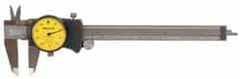 Mitutoyo - 0" to 12" Range, 0.001" Graduation, 0.1" per Revolution, Dial Caliper - White Face, 2-1/2" Jaw Length, Accurate to 0.0020" - Americas Industrial Supply
