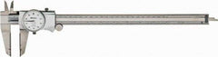 Mitutoyo - 0" to 12" Range, 0.001" Graduation, 0.1" per Revolution, Dial Caliper - White Face, 2-1/2" Jaw Length, Accurate to 0.0020" - Americas Industrial Supply