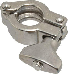 VNE - 3/4", Clamp Style, Sanitary Stainless Steel Pipe Clamp with Wing Nut - Tube OD Connection, Grade 304 - Americas Industrial Supply