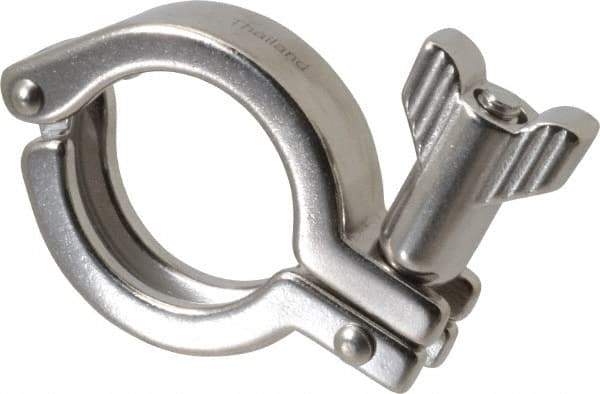 VNE - 1-1/2", Clamp Style, Sanitary Stainless Steel Pipe Double Hinged Clamp with Holed Wing Nut - Grade 304 - Americas Industrial Supply