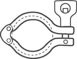 VNE - 3", Clamp Style, Sanitary Stainless Steel Pipe Double Hinged Clamp with Holed Wing Nut - Grade 304 - Americas Industrial Supply