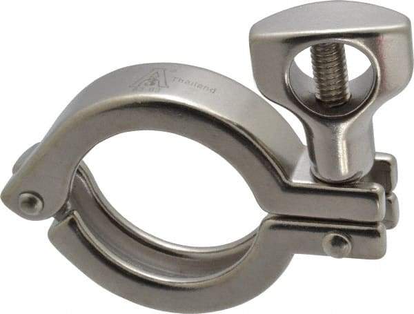 VNE - 1-1/2", Clamp Style, Sanitary Stainless Steel Pipe Clamp with Holed Wing Nut - Grade 304 - Americas Industrial Supply