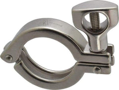 VNE - 1-1/2", Clamp Style, Sanitary Stainless Steel Pipe Clamp with Holed Wing Nut - Grade 304 - Americas Industrial Supply